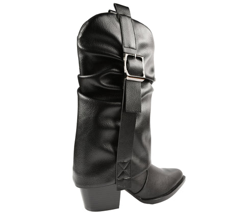 Cizme elegante, dama, EPICA, XS70001 negru, piele naturala, toc